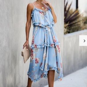 Vici Luminosity Tiered ruffle midi dress